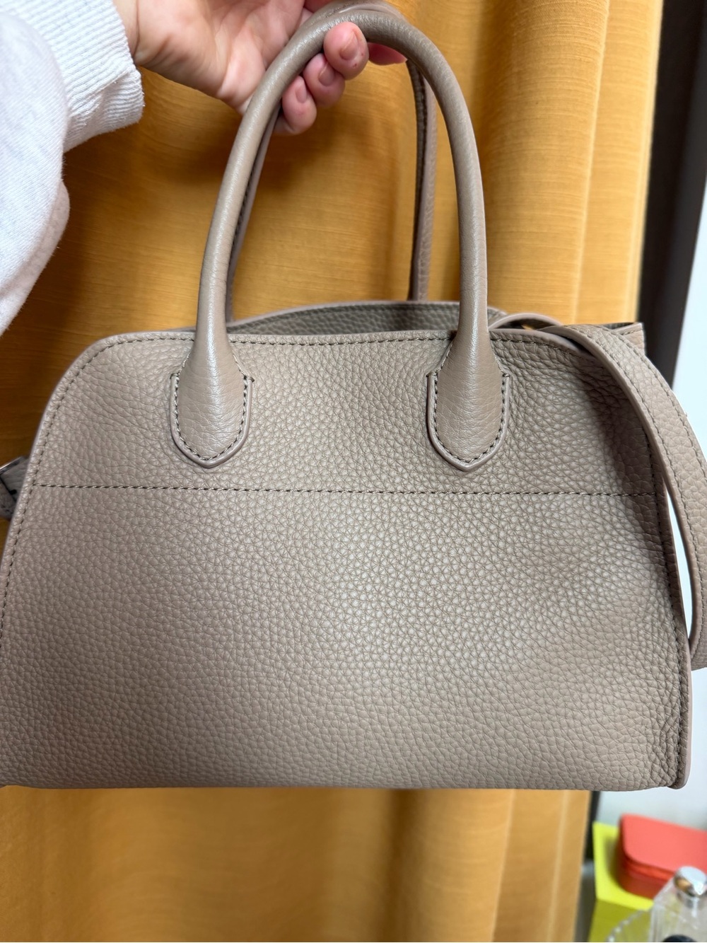 Dark taupe pebble leather crossbody bag